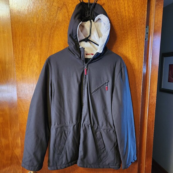 Women's Medium Weatherproof Brown Hooded Faux Fur Lined Zip Up Coat - Picture 1 of 12